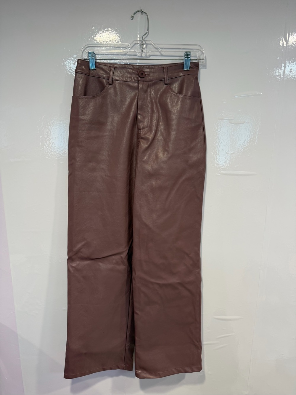 Purple Le Lis Faux Leather Wide-Leg Pants